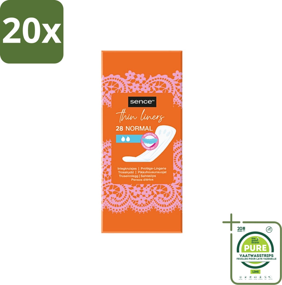 20 x Sence - Normaal - Inlegkruisjes - Dagelijks Comfort - 28 Inlegkruisjes - Grootverpakking - Inlegkruisjes - Dagelijks Comfort - Afscheiding - Menstruatie - Hygiëne