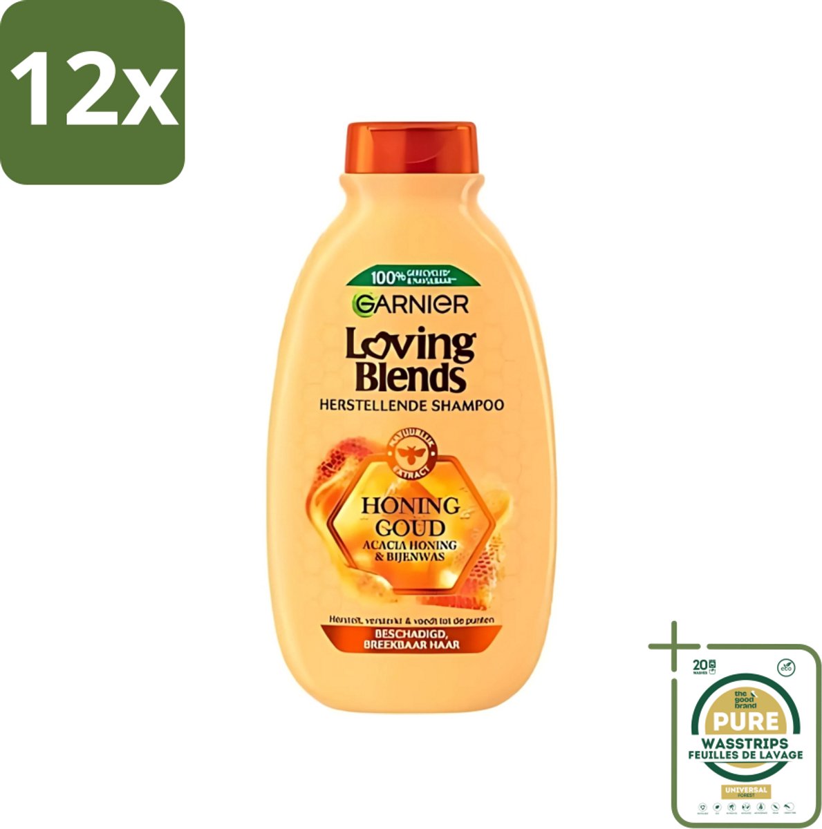 Garnier - Loving Blends - Shampoo - Honing Goud - Beschadigd & Breekbaar Haar - 300 ml - Voordeelverpakking - 12 stuks - Gespleten punten - Haar herstellen