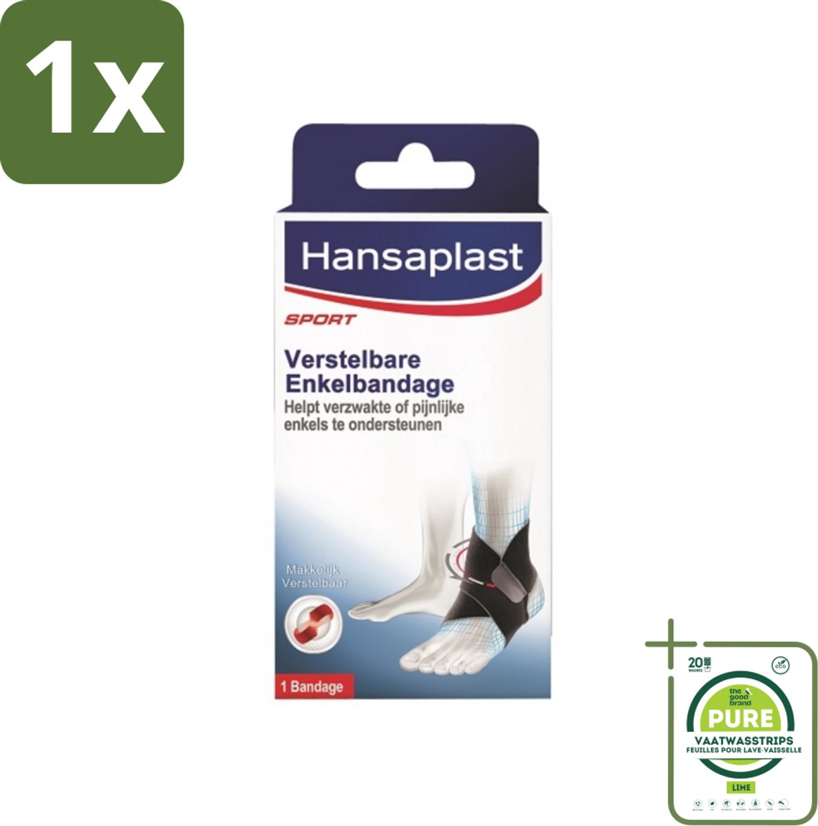 1 x Hansaplast - Sport Enkel Bandage - Enkelsteun - Enkel Brace - Verstelbaar - Zwart - Enkelsteun - Enkelbandage - Enkelblessure - Enkelinstabiliteit - Sportbandage
