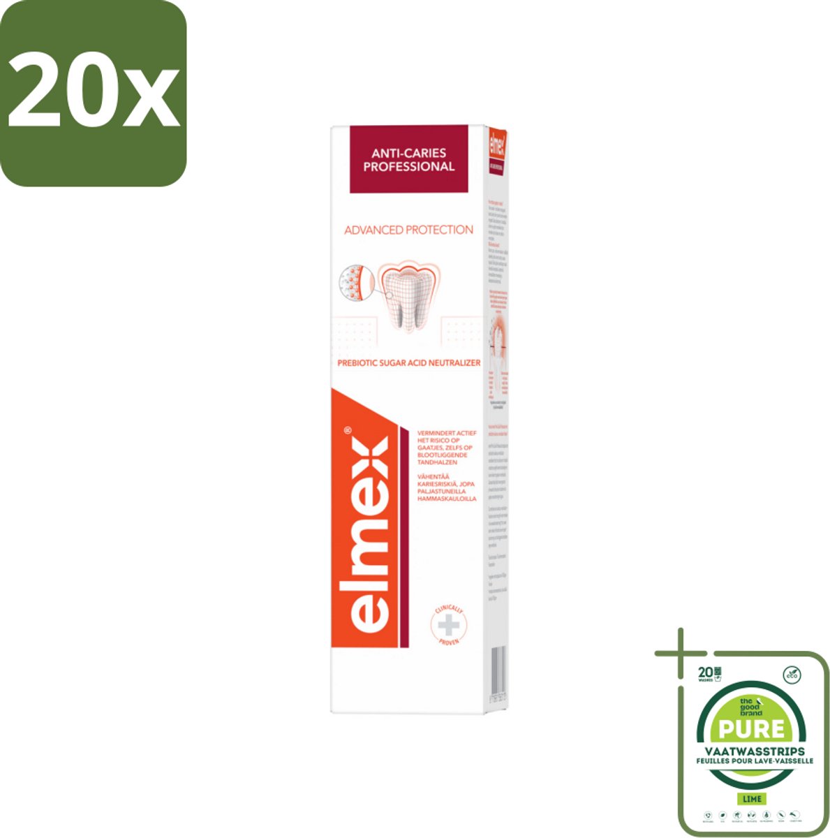 20 x Elmex Tandpasta Anti-Cariës Professional Advanced Protection 75 ml - Grootverpakking - Anti Cariës - Tandpasta - Gaatjes - Suikerzuur Neutralisator - Plaque