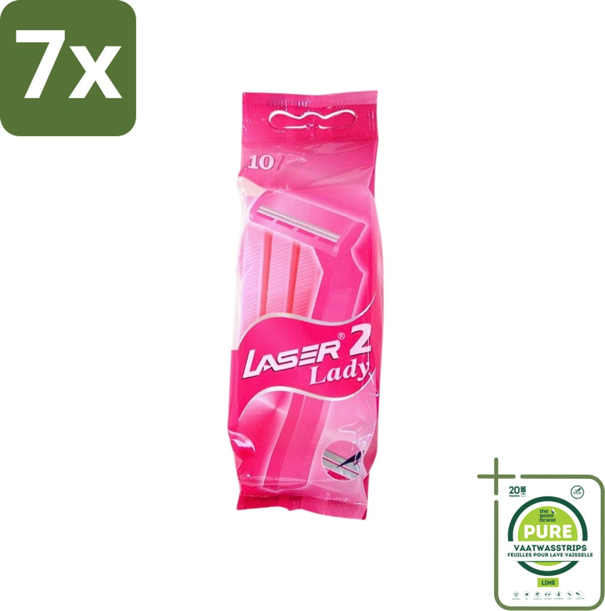 7 x Benson - Laser Twin Women - Wegwerpscheermesjes - Voor Vrouwen - 10 Mesjes - Grootverpakking - Scheermesje Vrouw - Wegwerpscheermesje - Tweevoudige Scheermesjes - Vrouwelijke Scheermesjes - Hygiënische Scheermesjes