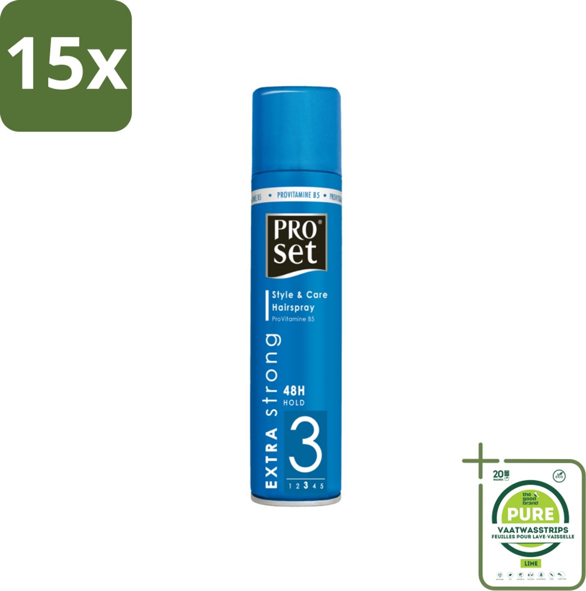 15 x Proset Haarspray Extra Sterk 300 ml - Grootverpakking - Haarspray 48 Uur - Haarspray Extra Sterk - Haarspray Met B5 - Haarspray Voor Langdurige Fixatie - Haarspray Zonder Plakken
