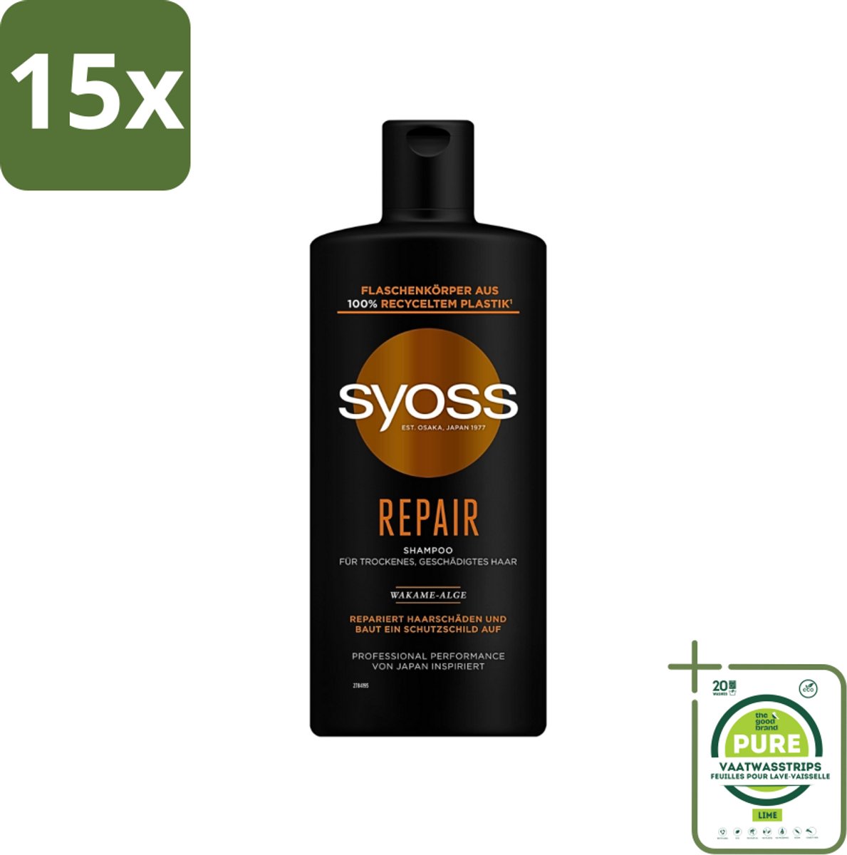 15 x Syoss Repair Shampoo - Shampoo - Herstel - 440 ml - Grootverpakking - Herstel Haar - Beschadigd Haar - Haar Herstellen - Haar Versterken - Haar Structuur
