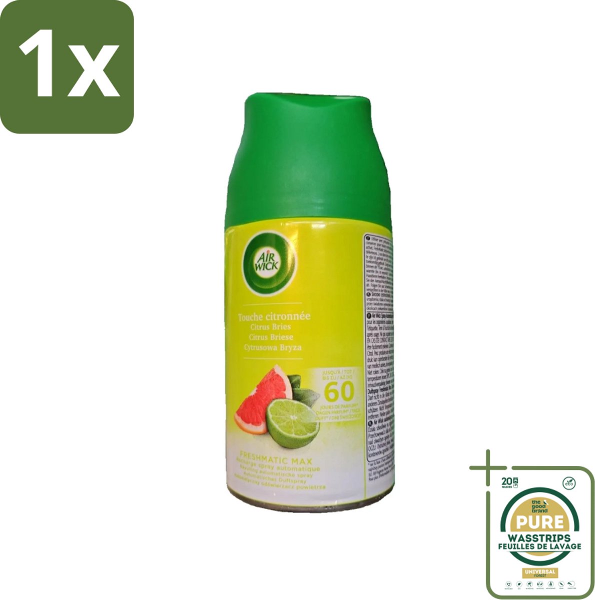 1 x Air Wick - Luchtverfrisser Navulling - Citrus Bries - Automatische Spray - 250 ml- Luchtverfrisser - Citrusgeur - Geurverspreiding - Automatische Geur - Geurstop