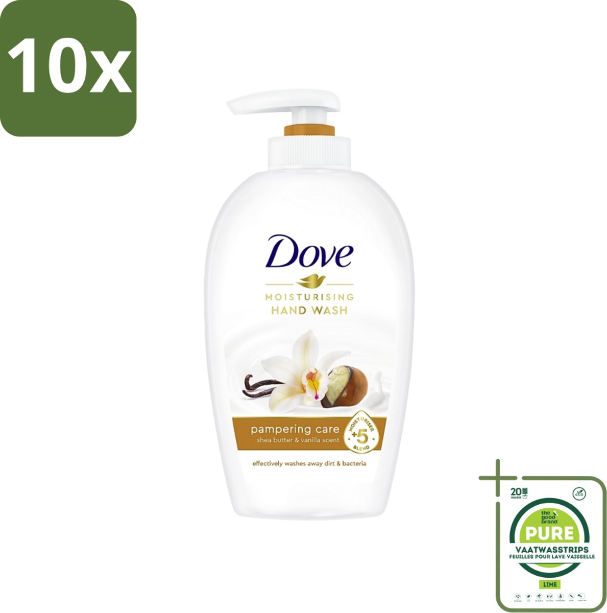 10 x Dove - Handzeep - Pampering Care - Verzachtend - 250 ml - Grootverpakking - Handzeep - Shea Butter - Hydraterende Handzeep - Zachte Handen - Kalmerende Geur