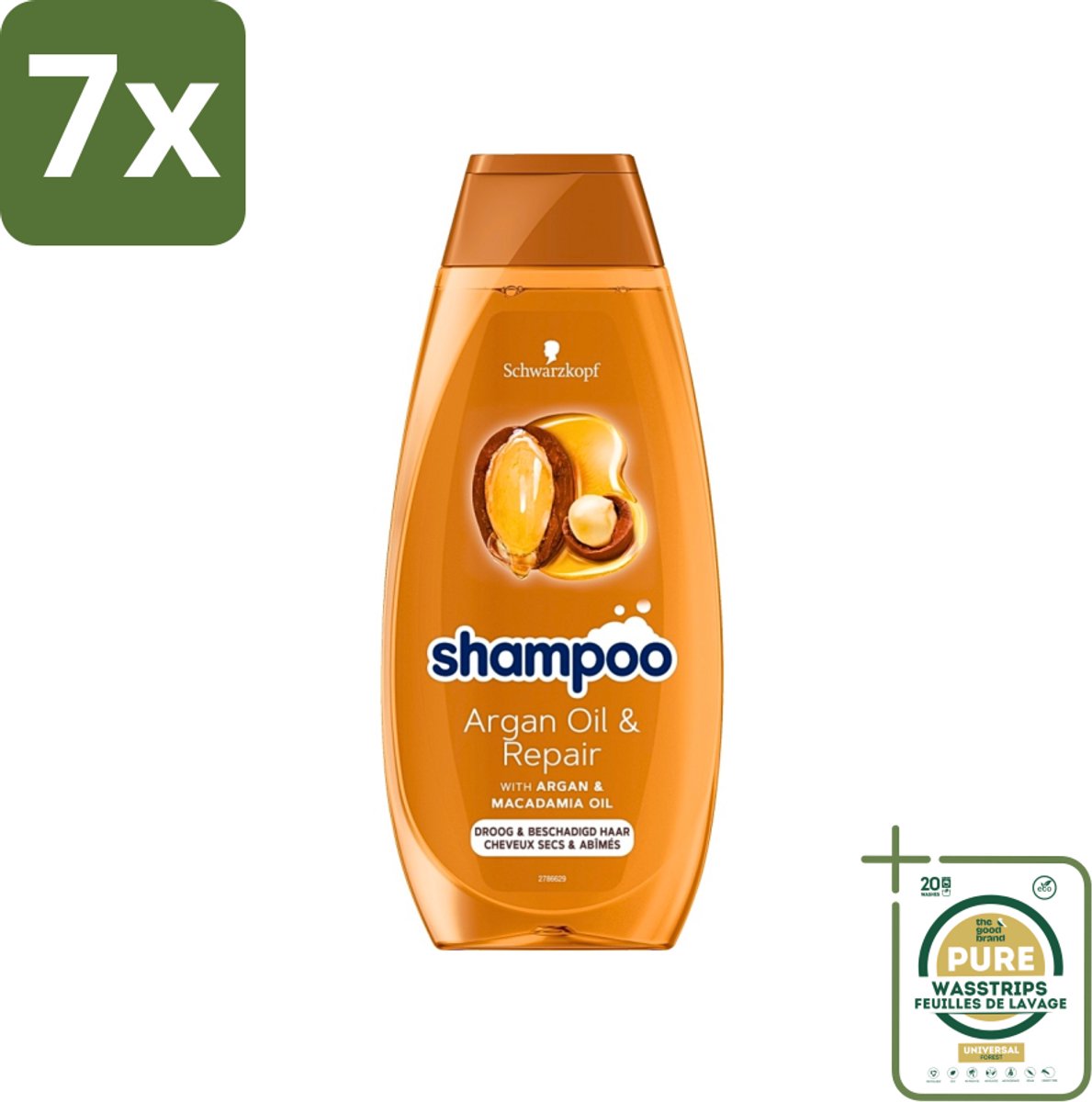 7 x Schwarzkopf - Shampoo Argan Oil & Repair - Voedt & Versterkt - 400 ml - Grootverpakking - Arganolie - Droog Haar - Beschadigd Haar - Haarverzorging - Haarversterking