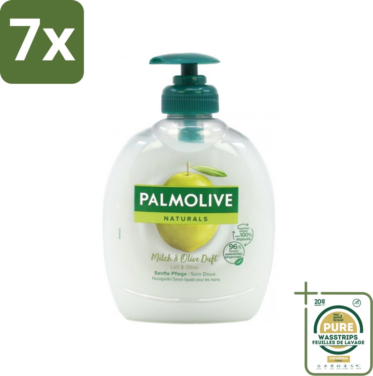 7 x Palmolive Naturals - Handzeep - Melk & Olijf - 300 ml - Grootverpakking - Handzeep Melk En Olijf - Natuurlijke Handzeep - Melkproteïnen Handzeep - Olijfextract Handzeep - Handzeep Voor Huidverzorging