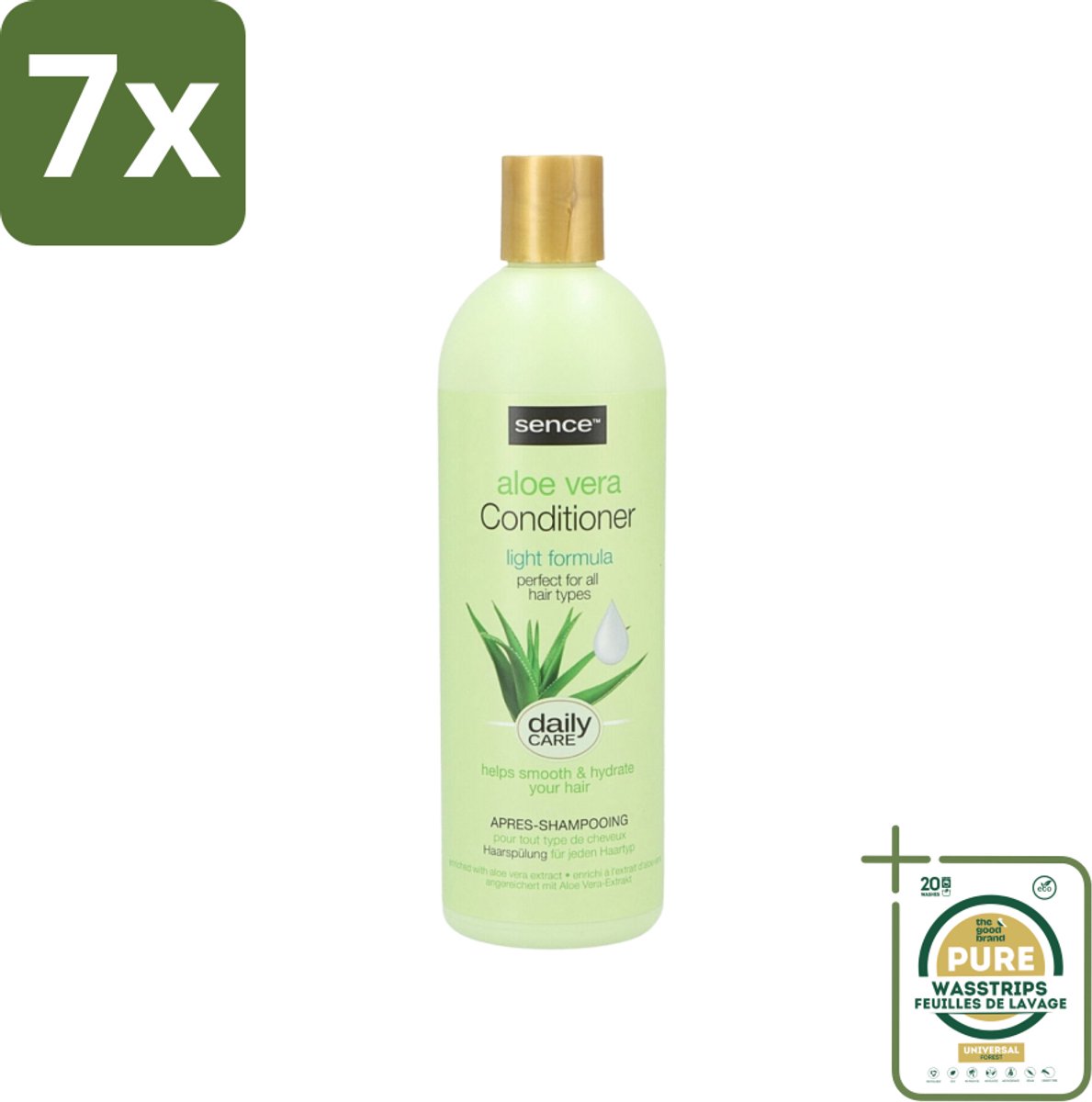 7 x Sence - Aloë Vera - Conditioner - Hydraterend - 400 ml - Grootverpakking - Aloë Vera Conditioner - Droog Haar Conditioner - Beschadigd Haar Conditioner - Hydraterend Haar - Haar Herstel