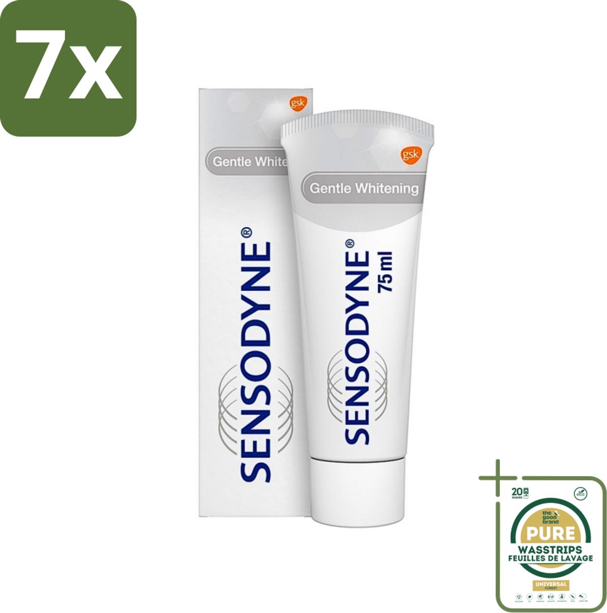 7 x Sensodyne - Tandpasta - Gentle Whitening - Voor Gevoelige Tanden - 75 ml - Grootverpakking - Gevoelige Tanden - Tandpasta - Witte Tanden - Tandglazuur - Verkleuringen