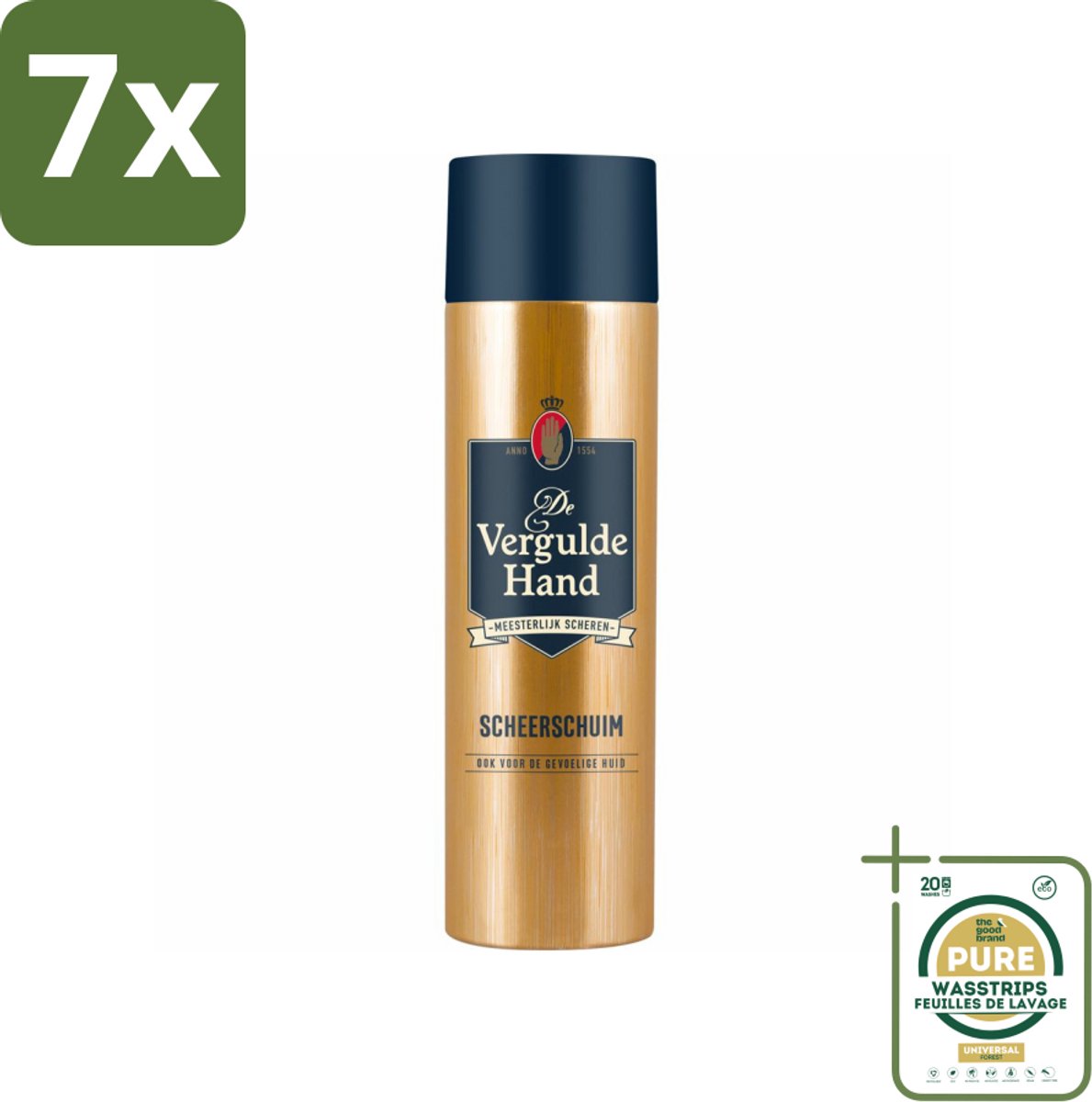 7 x Vergulde Hand Scheerschuim 250 ml - Grootverpakking - Scheerschuim - Authentieke Scheerbeleving - Glad Scheerresultaat - Huidbescherming - Gevoelige Huid