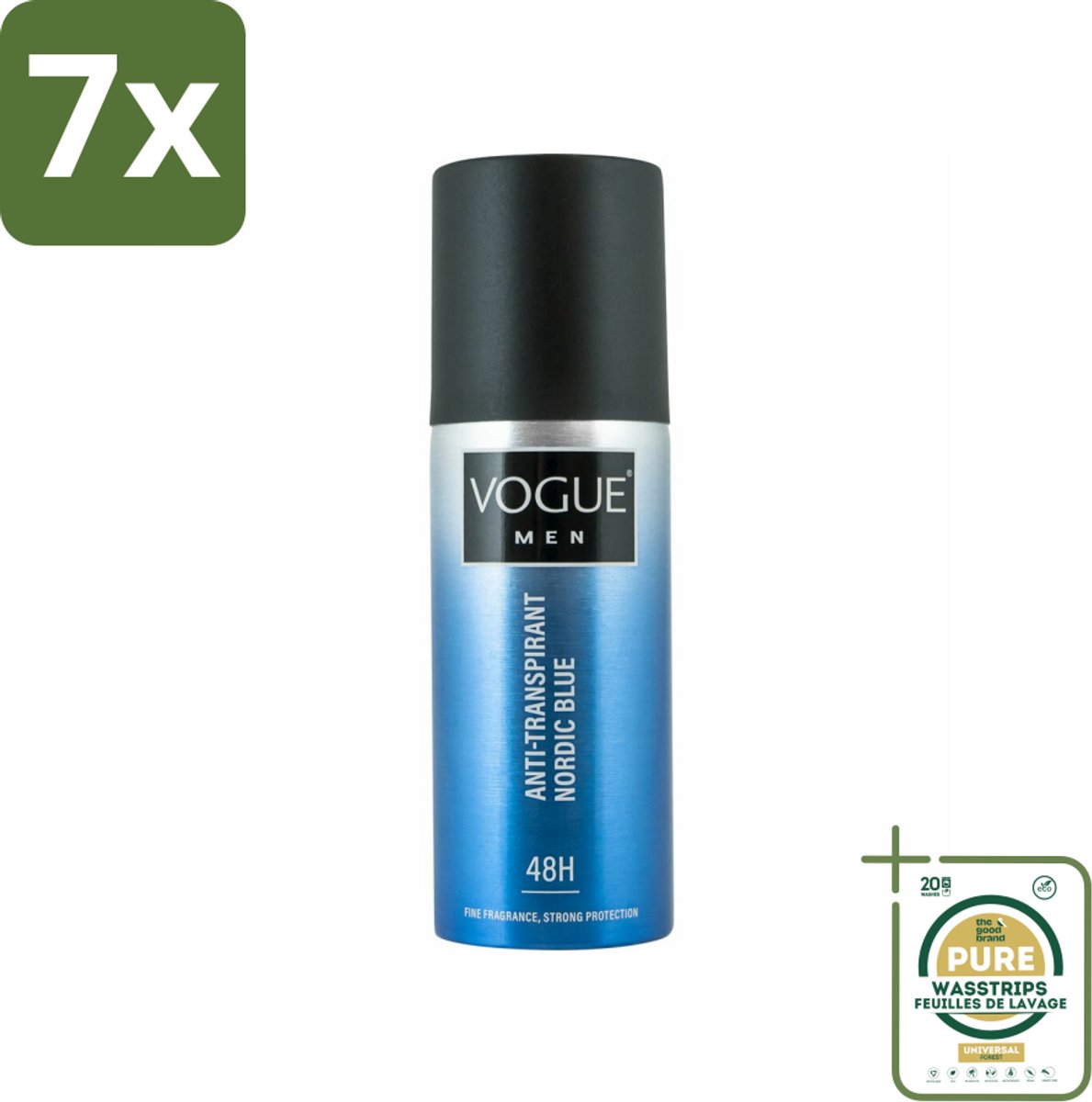 7 x Vogue Anti-Transpirant Nordic Blue 150 ml - Grootverpakking - Anti-transpirant - Deodorant - Zweet - Geur - Mannelijk