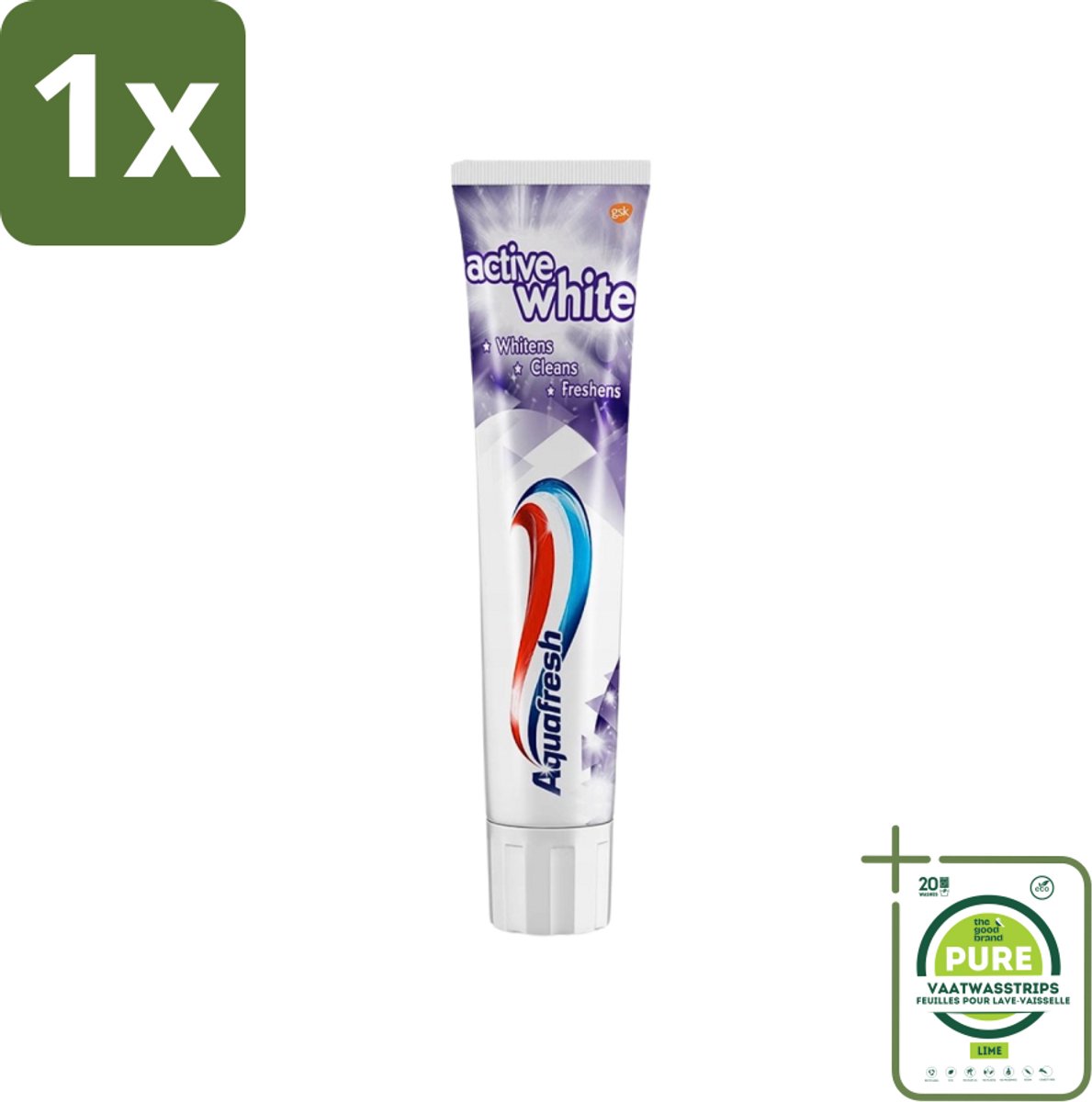 1 x Aquafresh - Tandpasta - Whitening - Stralend Witte Tanden - 100 ml - Tandpasta - Witte Tanden - Stralende Tanden - Tanden Reinigen - Frisse Adem