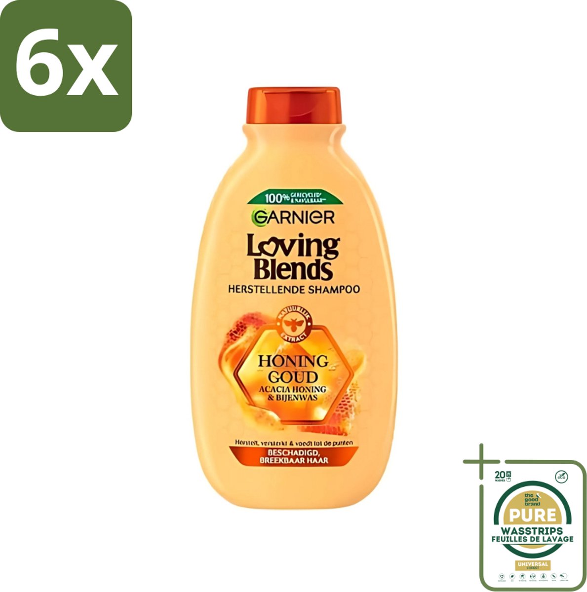 Garnier - Loving Blends - Shampoo - Honing Goud - Beschadigd & Breekbaar Haar - 300 ml - Voordeelverpakking - 6 stuks - Gespleten punten - Haar herstellen