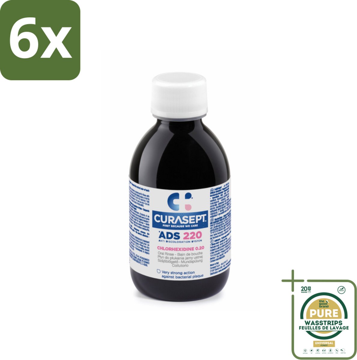 Curasept Mondspoeling 0,20% CHX 200 ml - Voordeelverpakking - 6 stuks - Anti-discoloration - Mondverzorging