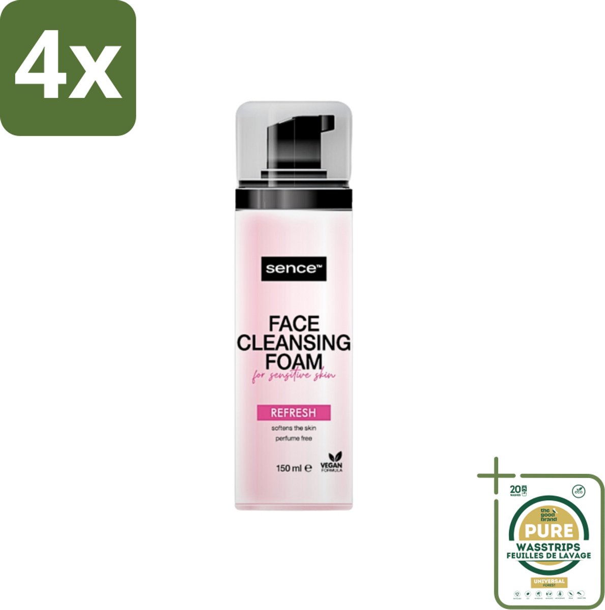 Sence - Gevoelige Huid - Gezichtsreiniger - Foam - 150 ml - Voordeelverpakking - 4 stuks - Milde reiniging - Poriën reinigen