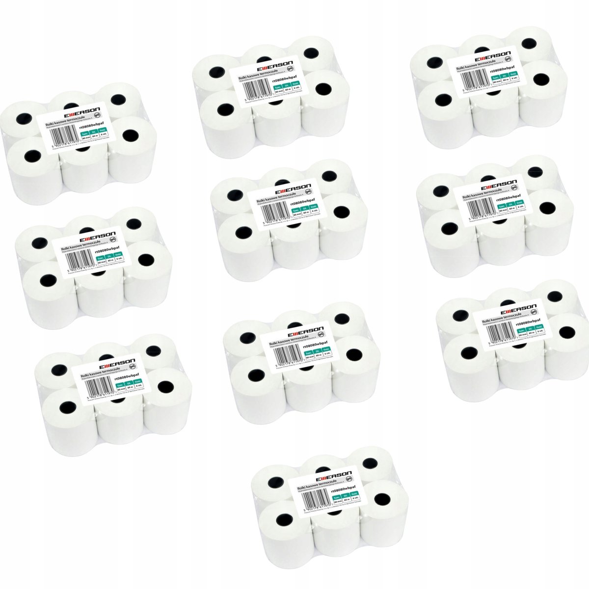Set van 6 Thermische Kassabonnen Rollen 80mm x 80m - BPA-vrij