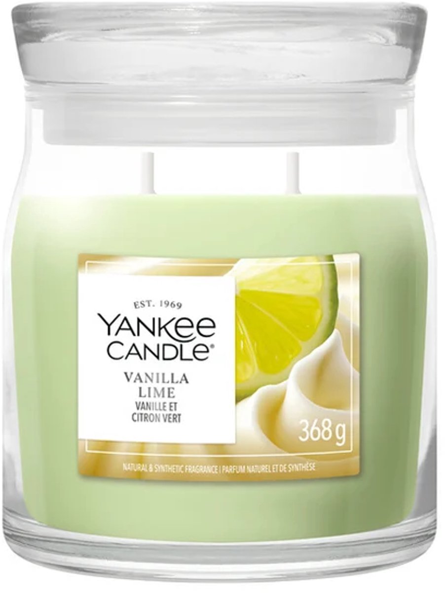 Yankee Candle Vanilla Lime Medium Geurkaars - 50 branduren - 2 lonten Groen