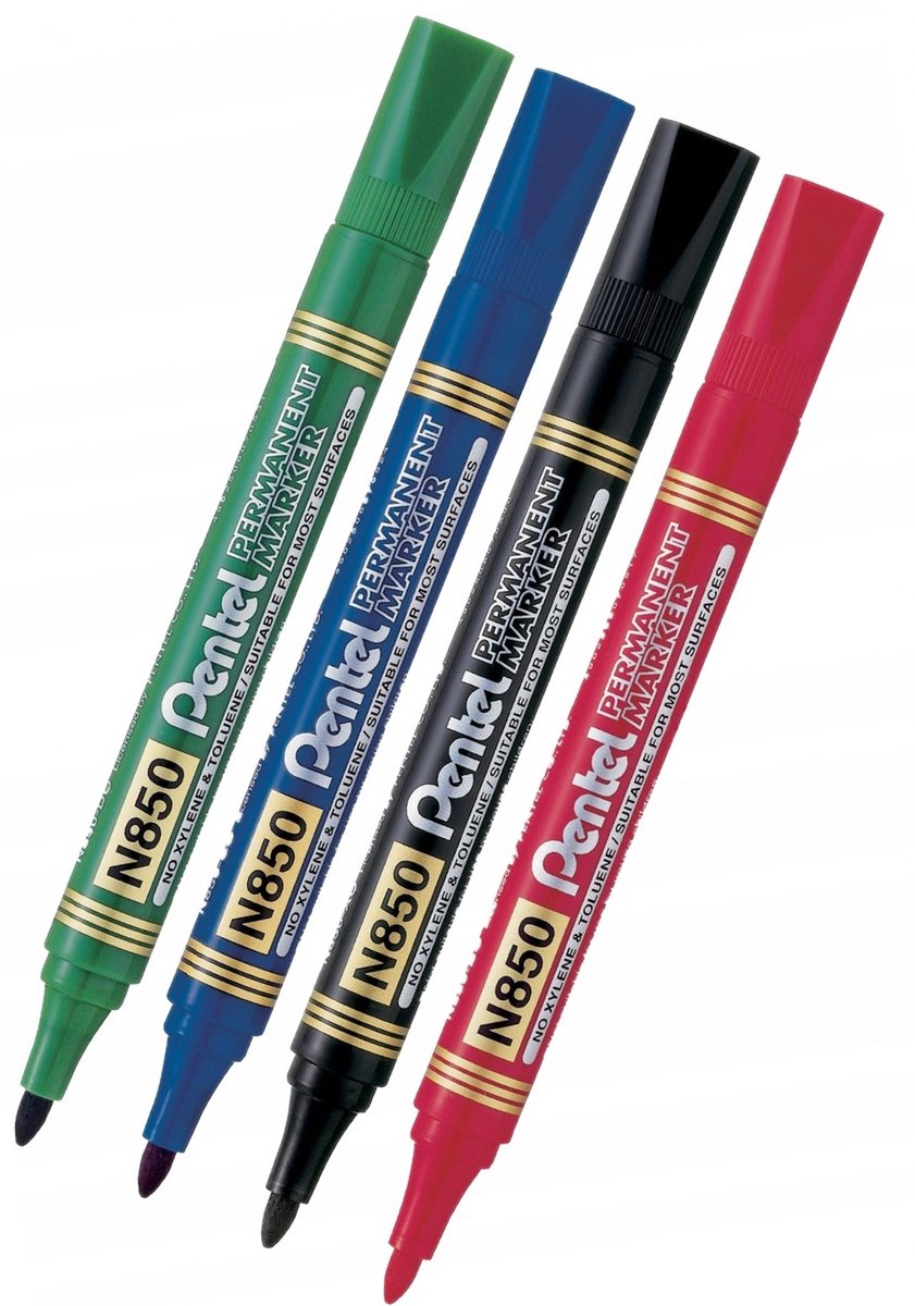 Pentel N850 Permanente Markers Set - 4 Kleuren - Ronde Punt