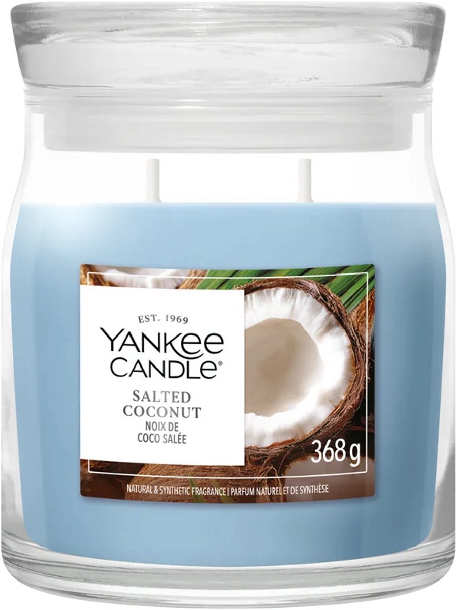 Yankee Candle - Salted Coconut Medium Jar Geurkaars - 50 branduren - Twee lonten