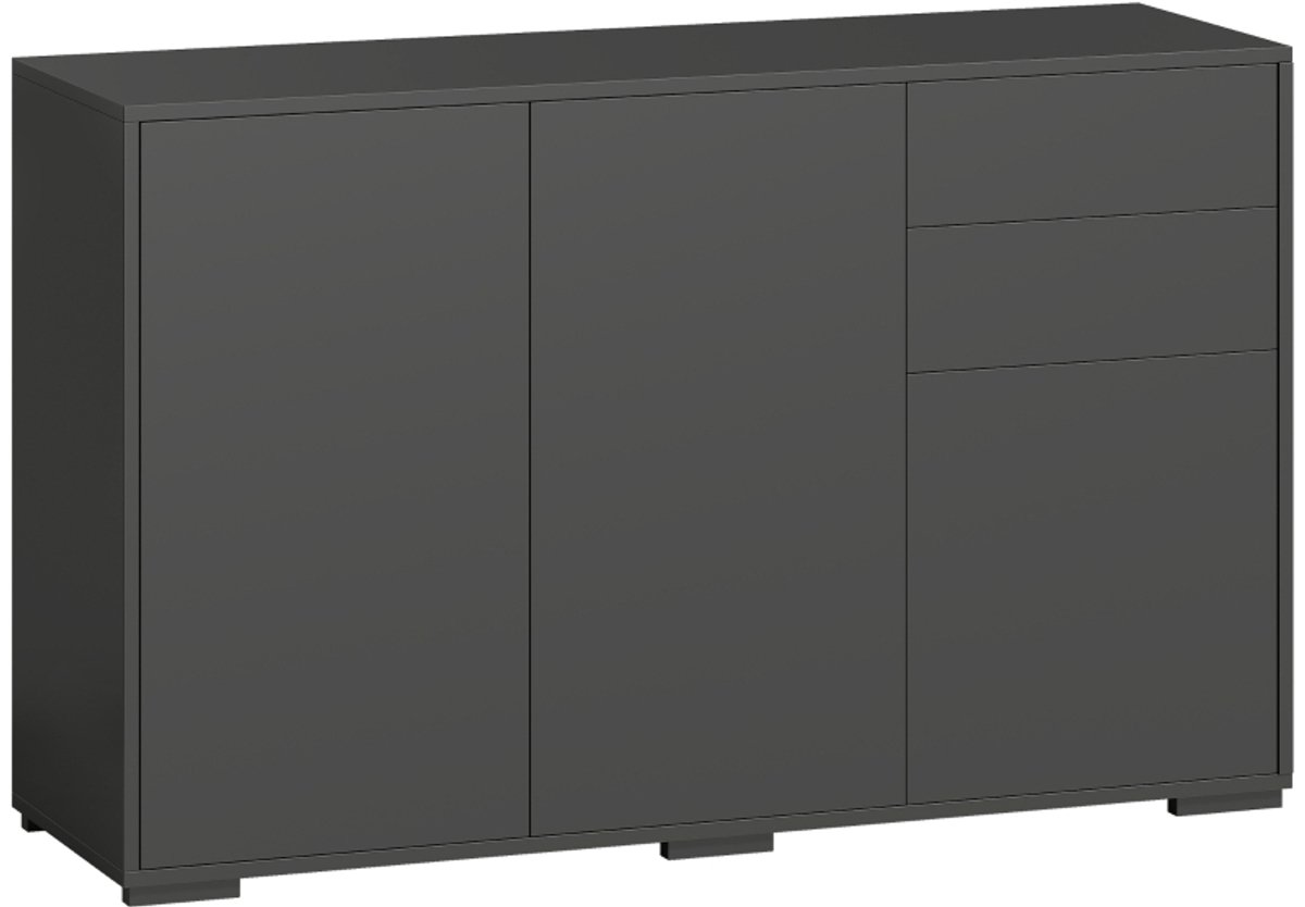 Dressoir - Ladekast Met 2 Laden - Push-Click - 117 x 36 x 74 cm - Zwart