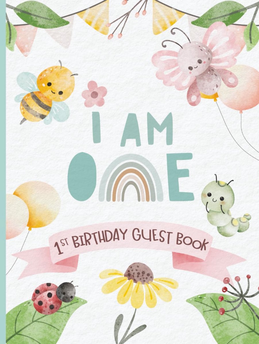 1st Birthday Guest Book: First B-Day Party Messages for Child - Memory Keepsake - Bugs / Insects Cover - ShopVlot