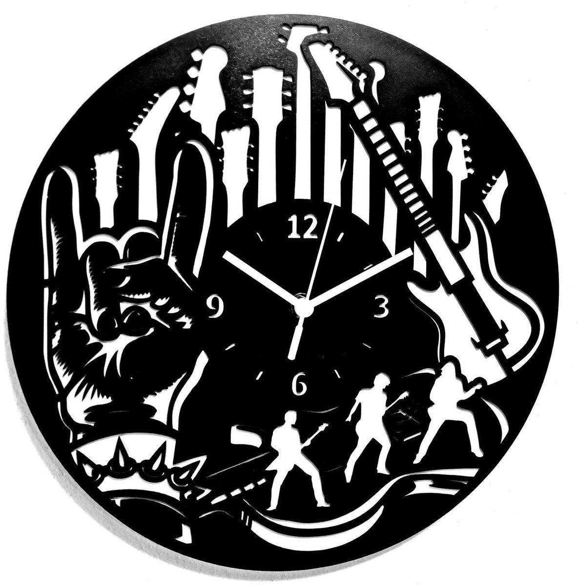 Solidchoice - Wandklok met Muziekgroep en Gitaar - Decoratie voor Muzikanten