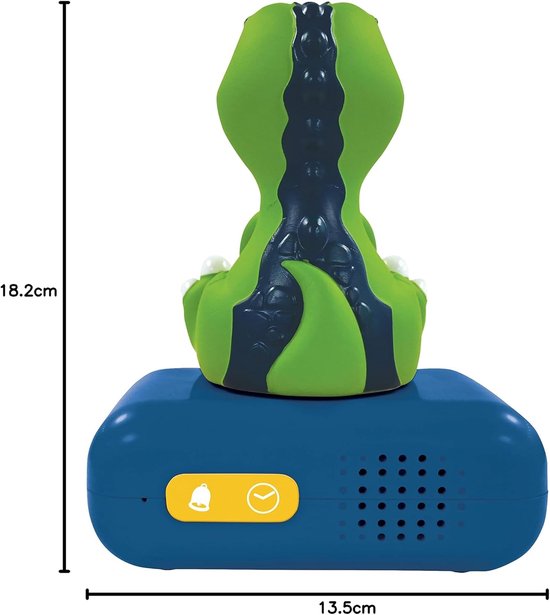 Dinosaurus Nachtlamp - Kinderwekker - Kinderkamer Decoratie - Geluidseffecten - 18 cm hoog - Blauw Groen — afbeelding 4