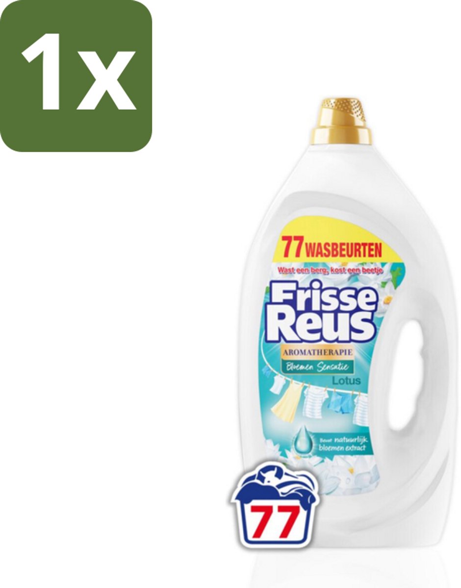 1 x Frisse Reus - Vloeibaar Wasmiddel - Lotus - Witte Was - 77 Wasbeurten - Witte Was - Vloeibaar Wasmiddel - Frisse Was - Was Kracht - Lotusbloemextract