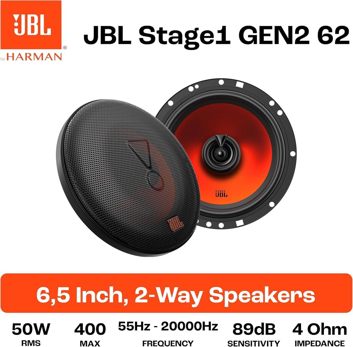 JBL STAGE1 GEN2 62 - Autospeakers - 16 cm - 2-weg Coaxiaal - 400 Watt - Luidspreker set – foto 4