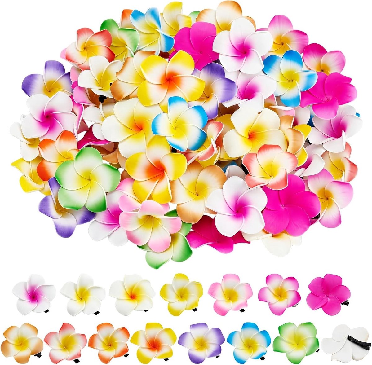 140 Stuks Plumeria Haarclips van 5.4 cm, Tropische Bloem Haaraccessoires voor Bruiden, Feestjes en Strandlook