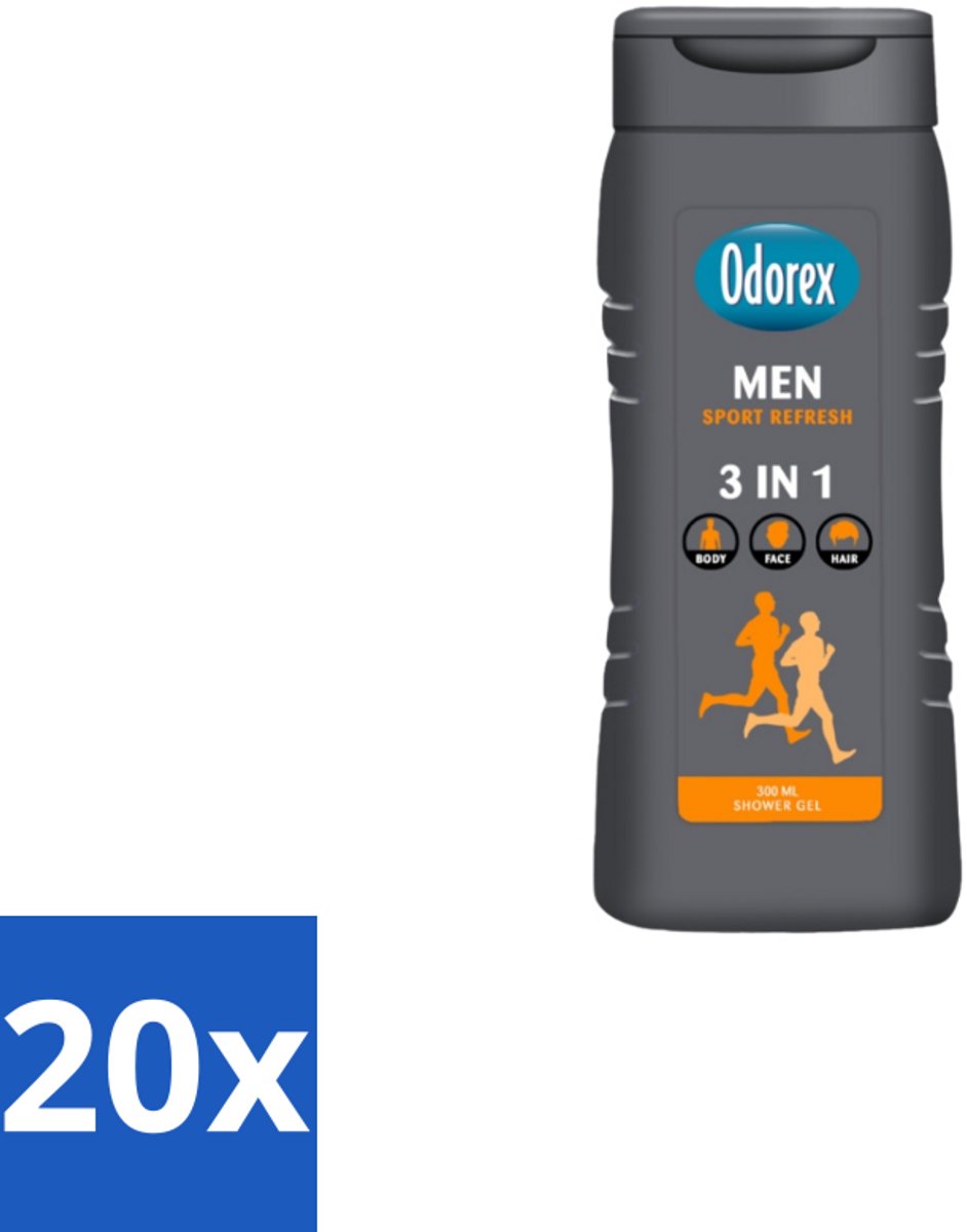 Odorex – Douchegel – For Men Sport Refresh – 300 ml - Bulkverpakking - 20 stuks