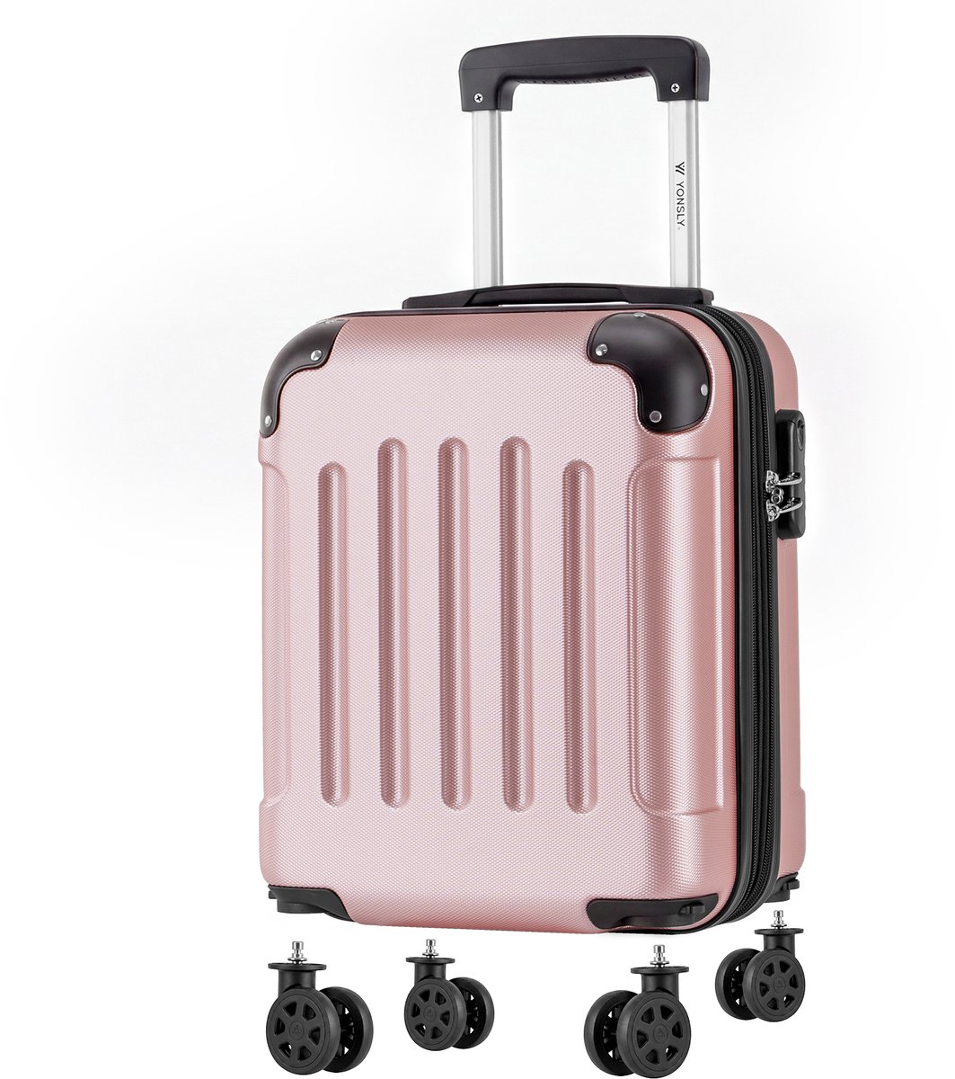YONSLY Cabinekoffer met Afneembare Wielen - 46x31x20 cm - 25L - Roségoud