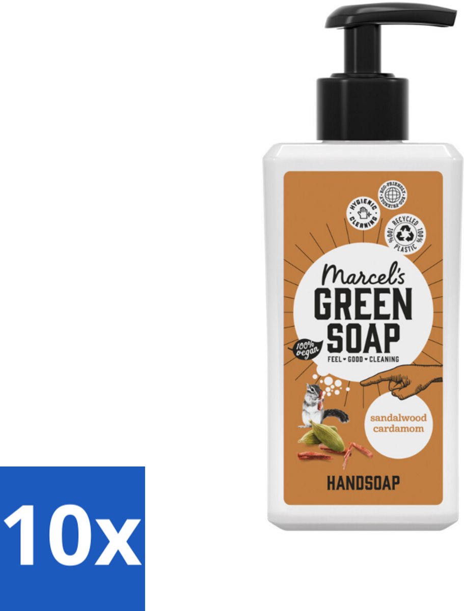 Marcel’s Green Soap – Handzeep – Sandelhout & Kardemom – 250 ml - Bulkverpakking - 10 stuks