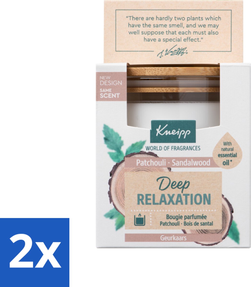 2 x Kneipp - Geurkaars - Deep Relaxation - Sandelhout & Patchouli - 20 branduren - Geurkaars - Sandelhout - Patchouli - Ontspanning - Rust