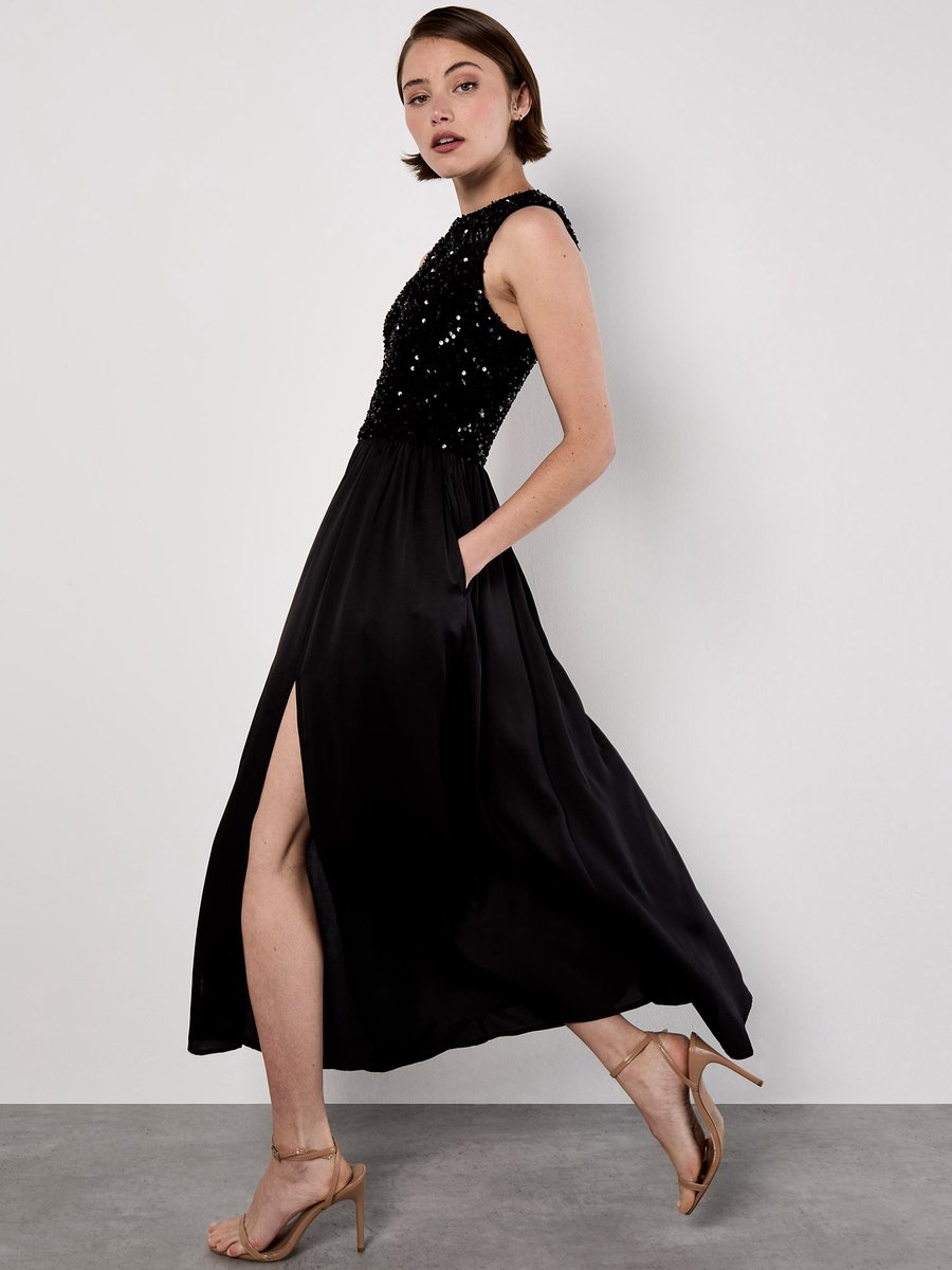 Sequin Bodice Midi Dress