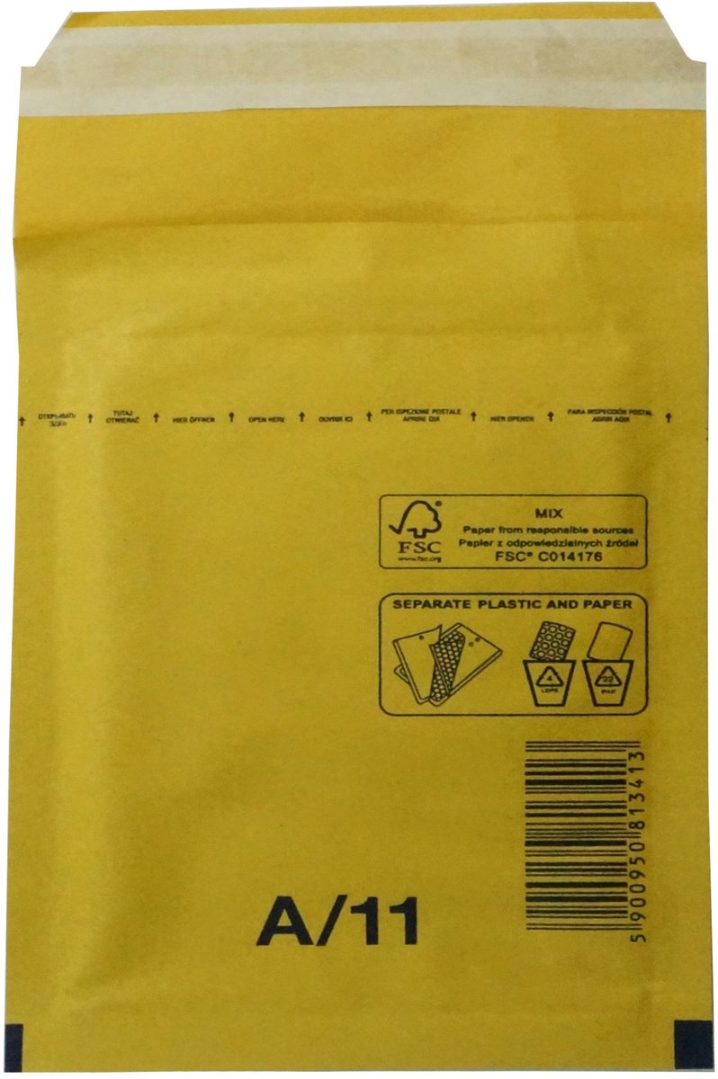 Luchtkussen enveloppen A6 - 11/A - 175 x 120 mm - 10 stuks - HK zelfklevend met plakstrip - Bruin - Netuno