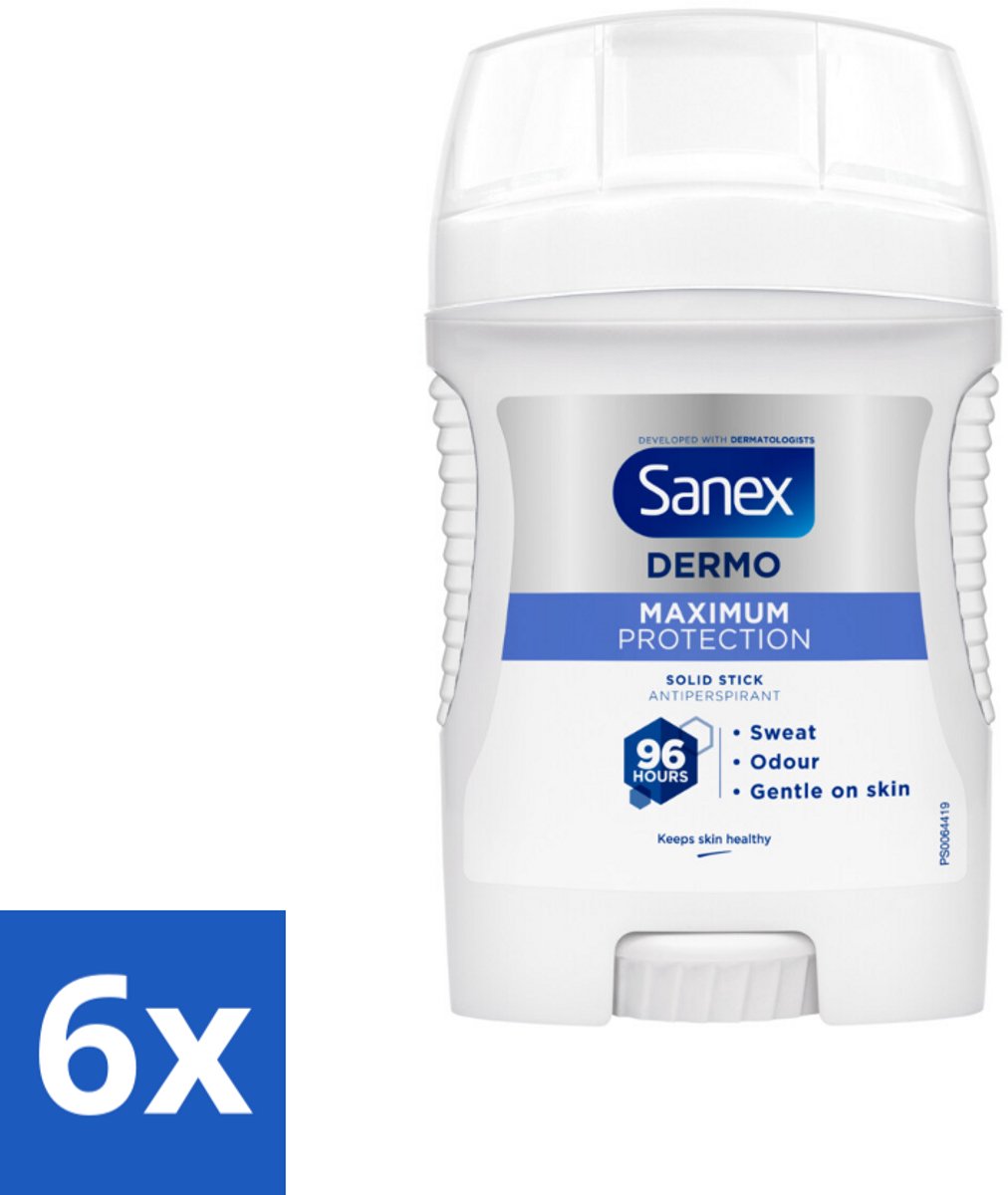 Sanex – Deodorant Stick – Maximum Protection 96H – 50 ml - Voordeelverpakking - 6 stuks