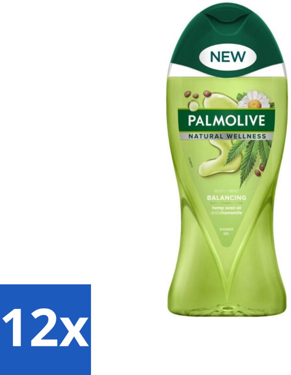 12 x Palmolive - Natural Wellness - Douchegel - Balancing - Ontspannend & Fris - 250 ml - Douchegel - Ontspanning - Wellness - Balans - Cannabiszaadolie