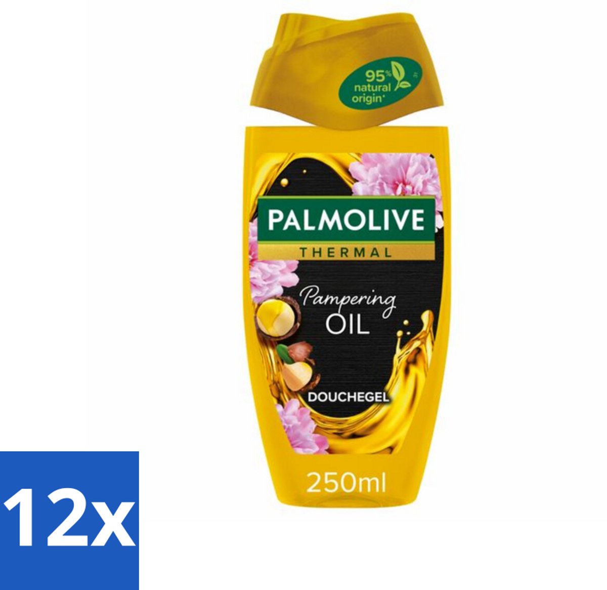 12 x Palmolive Douchegel Thermal Pampering Oil 250 ml - Douchegel - Macadamia-olie - Herstel - Hydrateren - Verzorging