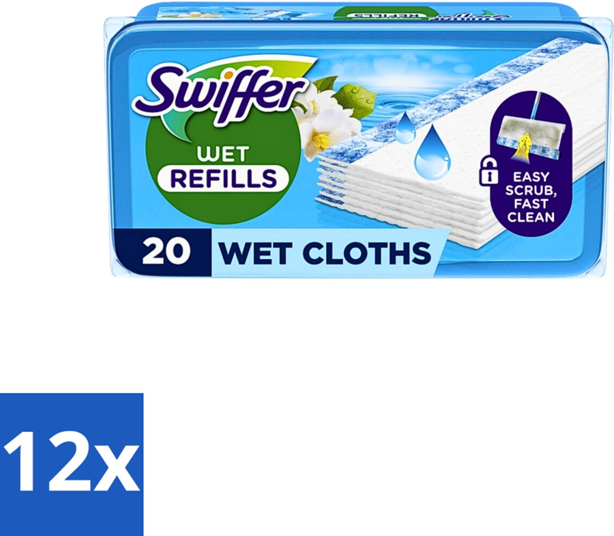12 x Swiffer - Wet Vloerdoekjes Citrus - Navulling - 10 Doekjes - Vloerdoekjes - Citrusgeur - Schoonmaken - Vloerwisser - Vuil Verwijderen