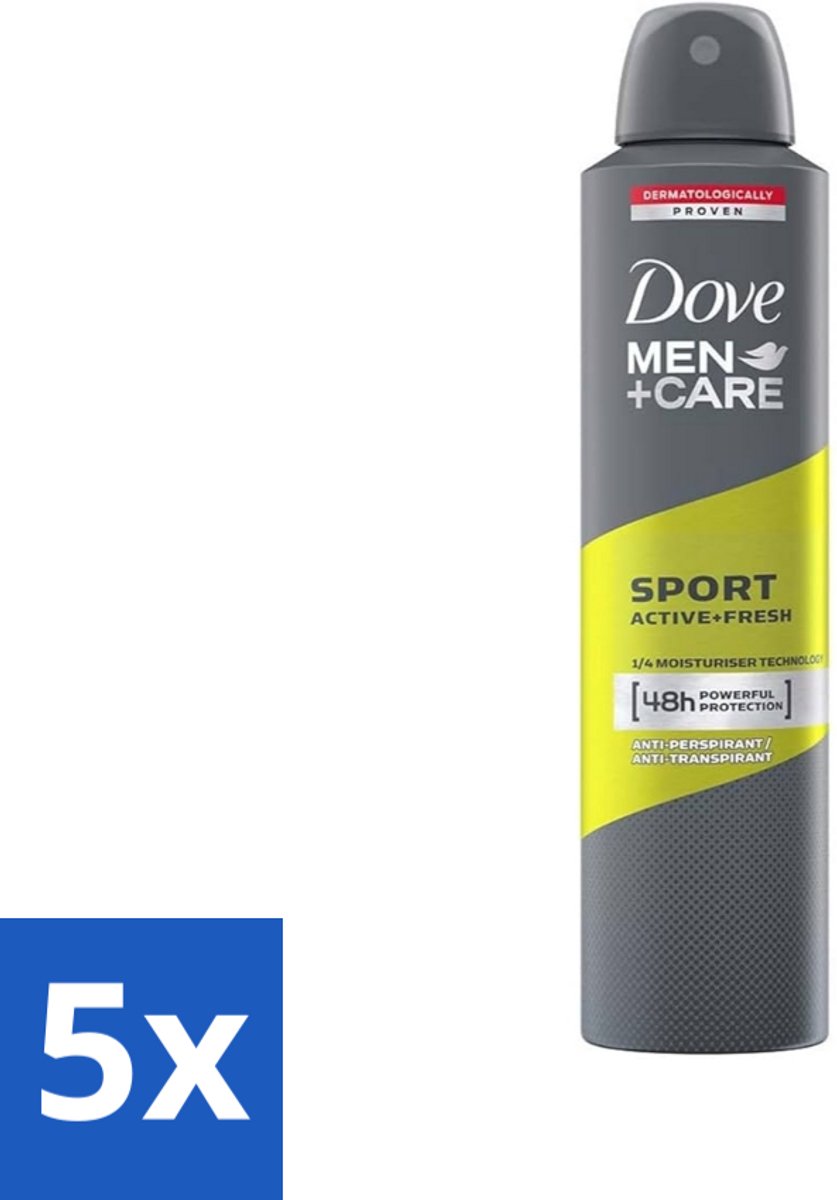 5 x Dove - Deodorant - Spray Men - Sport Active + Fresh - Energiek en verfrissend - 250 ml - Sport Deodorant - Energieke Geur - Anti-transpirant - Zweetbescherming - Frisheid