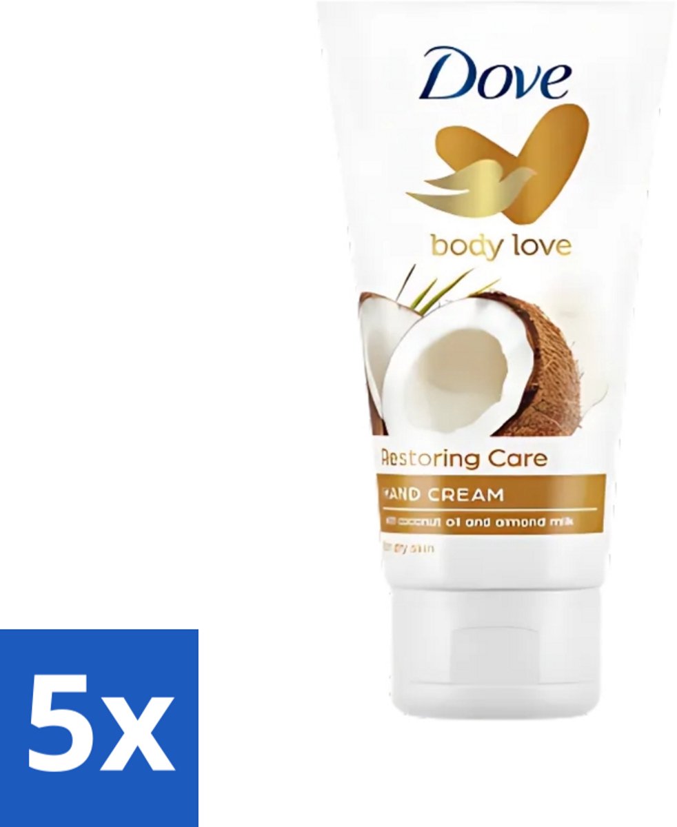Dove - Handcrème - Body Love Restoring Care - Kokos & Almond - Hydraterend - Droge huid - 75 g - Bulkverpakking - 5 stuks