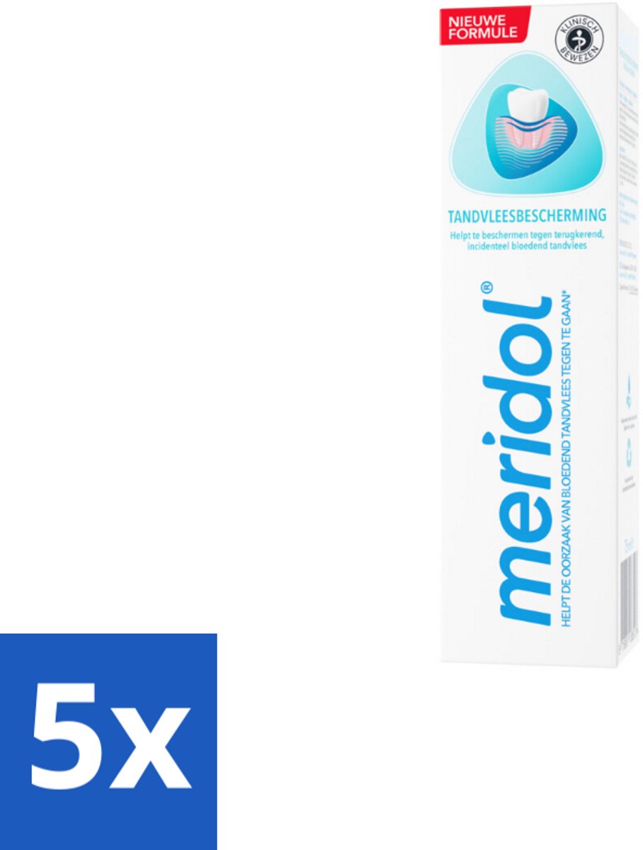 5 x Meridol Tandpasta Tandvleesbescherming 75 ml - Tandpasta - Tandvleesbescherming - Geïrriteerd Tandvlees - Antibacterieel - Plaque