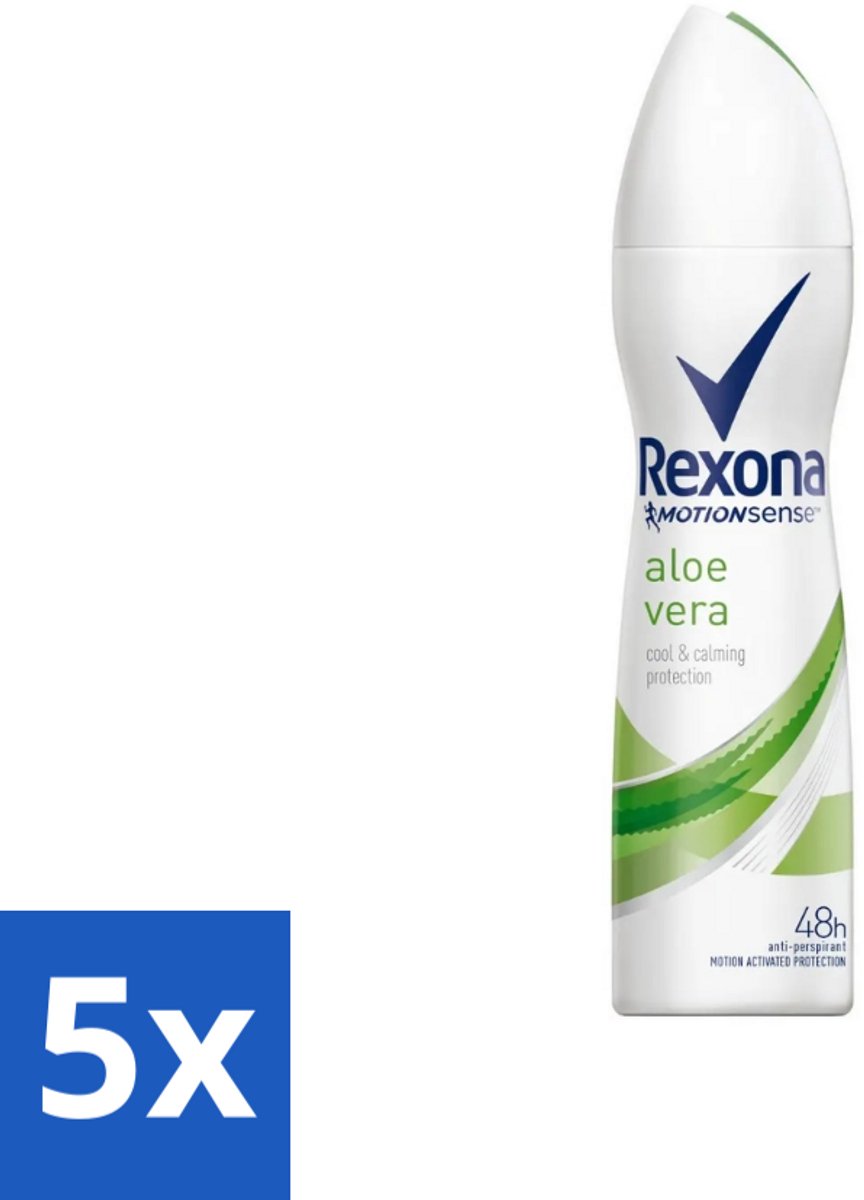 5 x Rexona - Fresh Aloe Vera - Deodorant Spray - 150 ml - Deodorant Spray - Aloë Vera - 48 Uur Bescherming - Zweet En Geur - Huid Verzorging