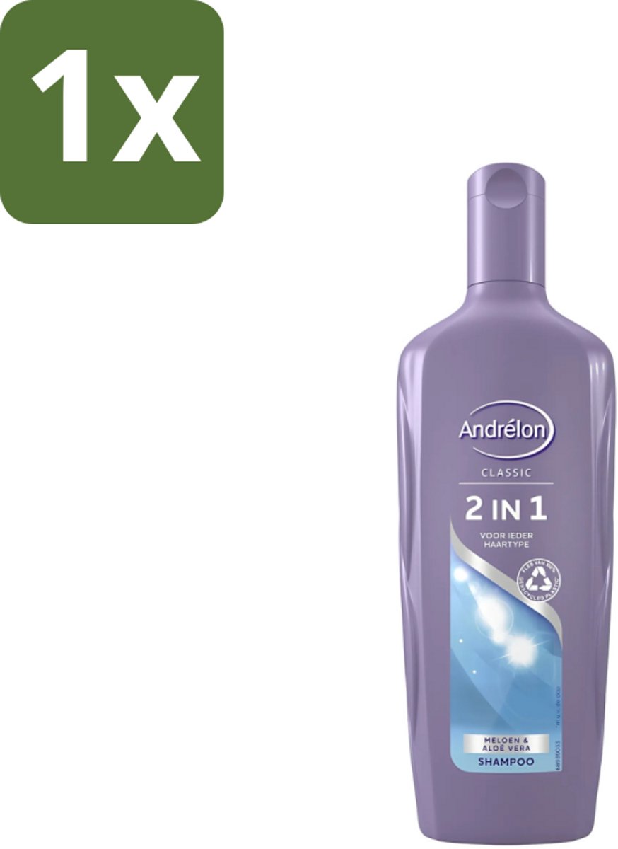 1 x Andrélon - 2-in-1 - Shampoo - Voor Snel & Effectief Wassen - 300 ml - 2-in-1 Shampoo Conditioner - Snel Wassen - Effectief Wassen - Haar Reinigen - Haar Verzorgen