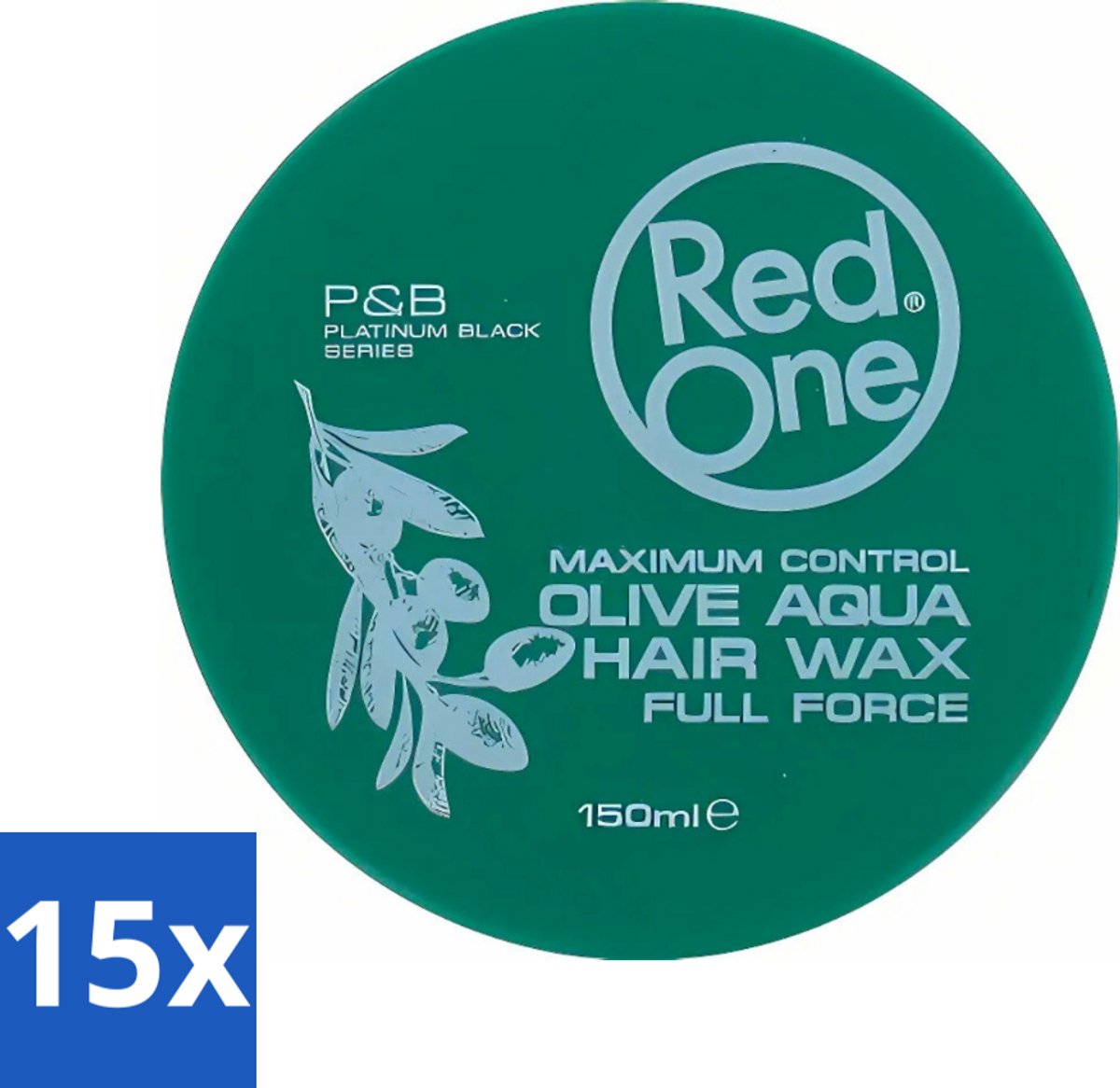 Red One - Haarwax - Cobra Aqua - Maximale Controle - Voor Krachtige Hold & Glans - 150 ml - Bulkverpakking - 15 stuks