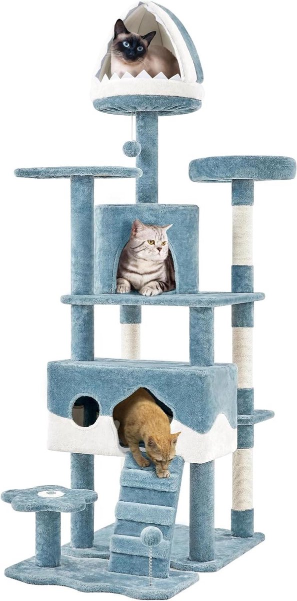 Krabpaal XXL - Kattenboom Oceaan - Klimmen en Spelen - Plafondhoog Ontwerp - 93 x 55 x 184 cm