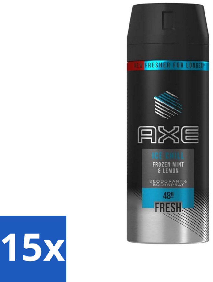 Axe - Deodorant Bodyspray - 48hrs Fresh - Ice Chill - Frozen Mint & Lemon - 150 ml - Bulkverpakking - 15 stuks