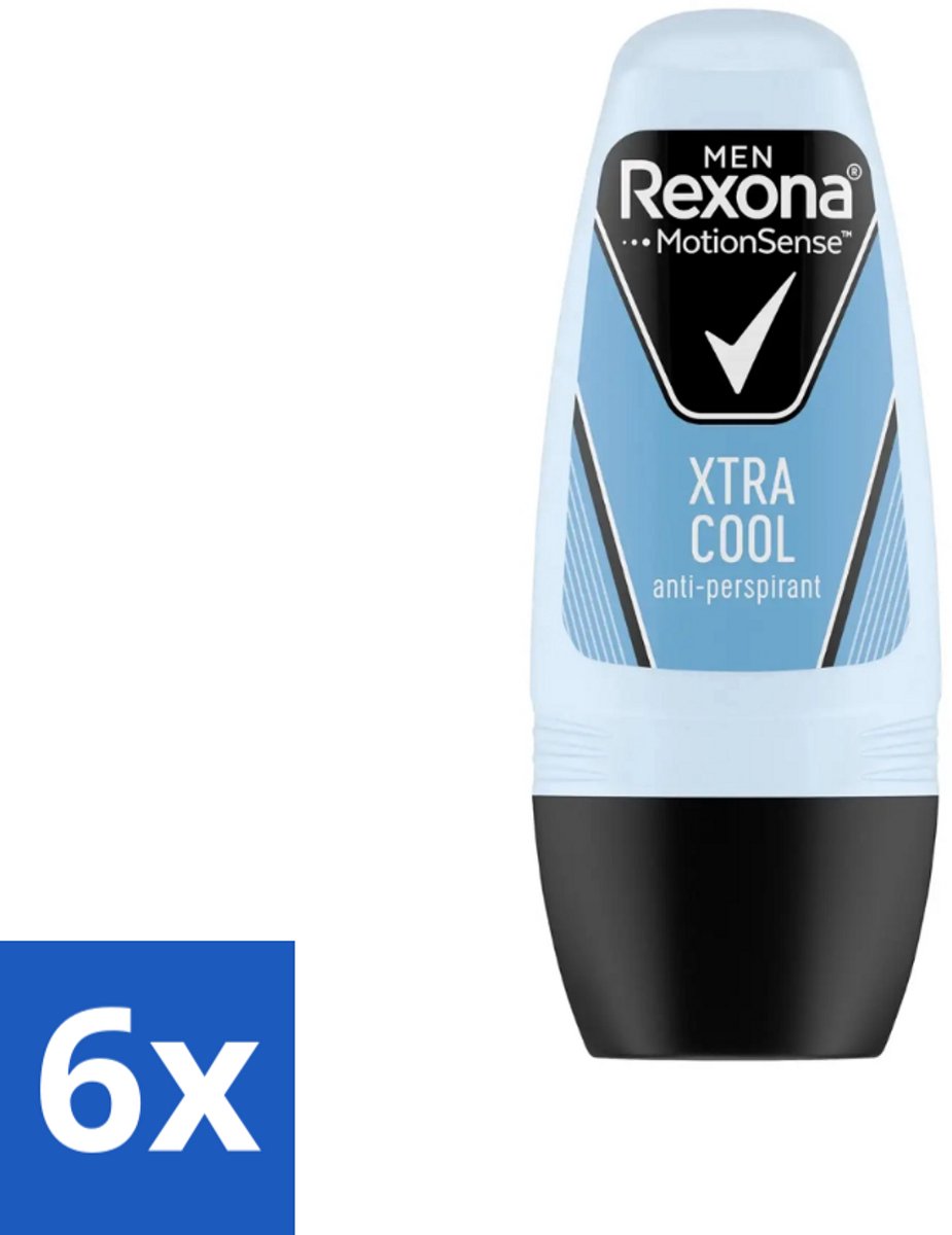 6 x Rexona Men - Fresh Xtra Cool - Deo Roll-on - Anti-Perspirant - 50 ml - Deodorant Voor Mannen - Zweet En Geur Bescherming - 48 Uur Bescherming - Verfrissende Geur - Citrus En Munt