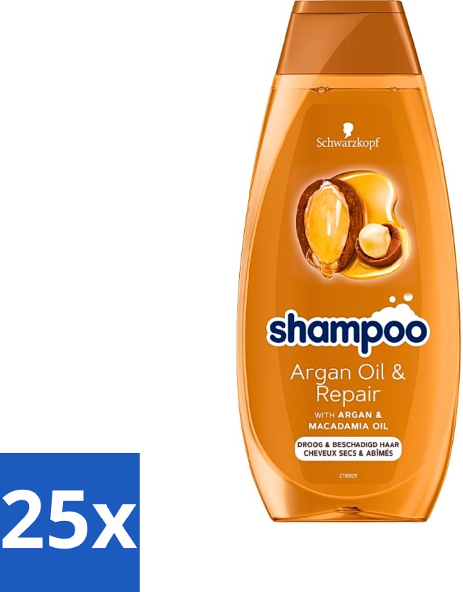 25 x Schwarzkopf - Shampoo Argan Oil & Repair - Voedt & Versterkt - 400 ml - Arganolie - Droog Haar - Beschadigd Haar - Haarverzorging - Haarversterking
